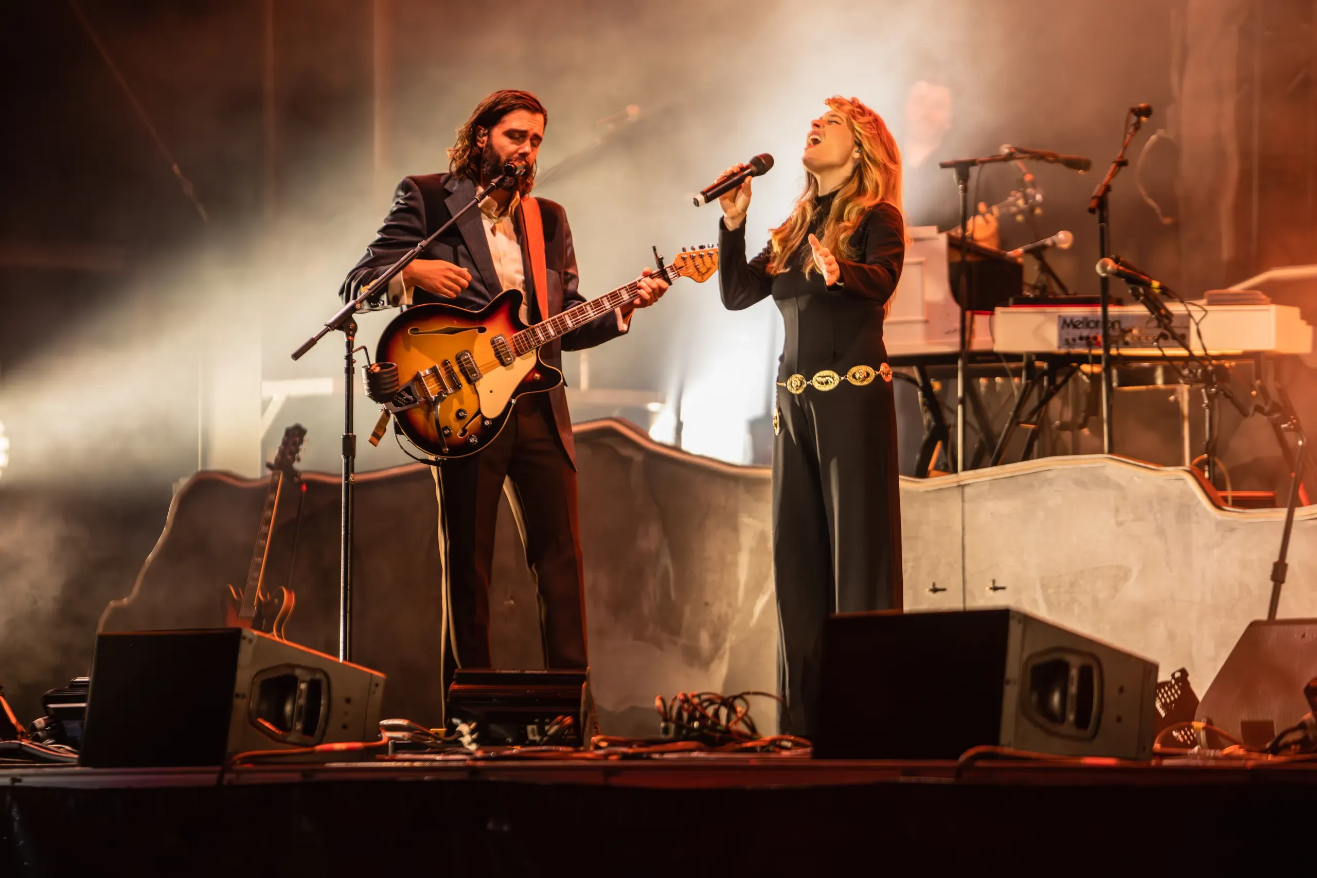 Lord Huron performing with a guest vocalist at Wildlands in 2023.
